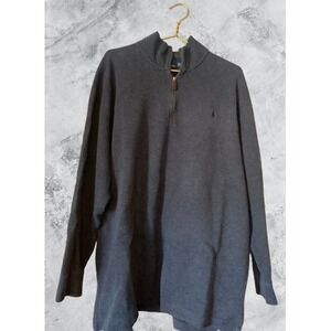 Polo Ralph Lauren Men 2XB Big Tall Gray 100% Cotton Quarter Zip Pullover Sweater